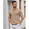 imageCOOFANDY Mens Knit Polo Sweater Long Sleeve Polo Sweaters Casual Knitted Button Collar Pullover SweaterDark Khaki