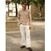 imageCOOFANDY Mens Knit Polo Sweater Long Sleeve Polo Sweaters Casual Knitted Button Collar Pullover SweaterDark Khaki
