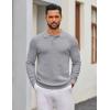 imageCOOFANDY Mens Knit Polo Sweater Long Sleeve Polo Sweaters Casual Knitted Button Collar Pullover SweaterLight Grey