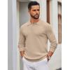 imageCOOFANDY Mens Knit Polo Sweater Long Sleeve Polo Sweaters Casual Knitted Button Collar Pullover SweaterLight Khaki