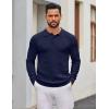 imageCOOFANDY Mens Knit Polo Sweater Long Sleeve Polo Sweaters Casual Knitted Button Collar Pullover SweaterNavy Blue