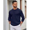 imageCOOFANDY Mens Knit Polo Sweater Long Sleeve Polo Sweaters Casual Knitted Button Collar Pullover SweaterNavy Blue