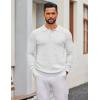 imageCOOFANDY Mens Knit Polo Sweater Long Sleeve Polo Sweaters Casual Knitted Button Collar Pullover SweaterWhite