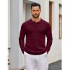 imageCOOFANDY Mens Knit Polo Sweater Long Sleeve Polo Sweaters Casual Knitted Button Collar Pullover SweaterWine Red