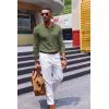 imageCOOFANDY Mens Knit Polo Sweater VNeck Long Sleeve Textured Lightweight Casual Dress Pullover Fall SweatersArmy Green