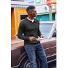 imageCOOFANDY Mens Knit Polo Sweater VNeck Long Sleeve Textured Lightweight Casual Dress Pullover Fall SweatersBlack