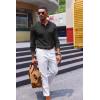imageCOOFANDY Mens Knit Polo Sweater VNeck Long Sleeve Textured Lightweight Casual Dress Pullover Fall SweatersBlack