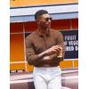 imageCOOFANDY Mens Knit Polo Sweater VNeck Long Sleeve Textured Lightweight Casual Dress Pullover Fall SweatersCoffee