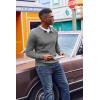 imageCOOFANDY Mens Knit Polo Sweater VNeck Long Sleeve Textured Lightweight Casual Dress Pullover Fall SweatersDark Grey