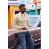 imageCOOFANDY Mens Knit Polo Sweater VNeck Long Sleeve Textured Lightweight Casual Dress Pullover Fall SweatersKhaki