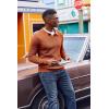 imageCOOFANDY Mens Knit Polo Sweater VNeck Long Sleeve Textured Lightweight Casual Dress Pullover Fall SweatersLight Brown