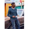 imageCOOFANDY Mens Knit Polo Sweater VNeck Long Sleeve Textured Lightweight Casual Dress Pullover Fall SweatersNavy Blue