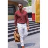 imageCOOFANDY Mens Knit Polo Sweater VNeck Long Sleeve Textured Lightweight Casual Dress Pullover Fall SweatersWine Red