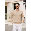 imageCOOFANDY Mens Knit Polos Long Sleeve Casual Sweater Polos V Neck Collared Sweater Golf Polo Sweaters and PulloversApricot