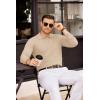 imageCOOFANDY Mens Knit Polos Long Sleeve Casual Sweater Polos V Neck Collared Sweater Golf Polo Sweaters and PulloversApricot