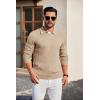 imageCOOFANDY Mens Knit Polos Long Sleeve Casual Sweater Polos V Neck Collared Sweater Golf Polo Sweaters and PulloversApricot