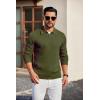 imageCOOFANDY Mens Knit Polos Long Sleeve Casual Sweater Polos V Neck Collared Sweater Golf Polo Sweaters and PulloversArmy Green