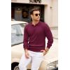 imageCOOFANDY Mens Knit Polos Long Sleeve Casual Sweater Polos V Neck Collared Sweater Golf Polo Sweaters and PulloversDark Red