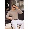 imageCOOFANDY Mens Knit Polos Long Sleeve Casual Sweater Polos V Neck Collared Sweater Golf Polo Sweaters and PulloversLight Khaki