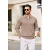 imageCOOFANDY Mens Knit Polos Long Sleeve Casual Sweater Polos V Neck Collared Sweater Golf Polo Sweaters and PulloversLight Khaki