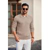 imageCOOFANDY Mens Knit Polos Long Sleeve Casual Sweater Polos V Neck Collared Sweater Golf Polo Sweaters and PulloversLight Khaki