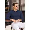 imageCOOFANDY Mens Knit Polos Long Sleeve Casual Sweater Polos V Neck Collared Sweater Golf Polo Sweaters and PulloversNavy Blue