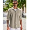 imageCOOFANDY Mens Lightweight Shirt Shacket Long Sleeve Textured Button Down Shirts Casual JacketKhaki