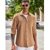 imageCOOFANDY Mens Lightweight Shirt Shacket Long Sleeve Textured Button Down Shirts Casual JacketLight Brown