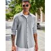 imageCOOFANDY Mens Lightweight Shirt Shacket Long Sleeve Textured Button Down Shirts Casual JacketLight Grey