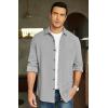 imageCOOFANDY Mens Lightweight Shirt Shacket Long Sleeve Textured Button Down Shirts Casual JacketLight Grey
