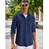 imageCOOFANDY Mens Lightweight Shirt Shacket Long Sleeve Textured Button Down Shirts Casual JacketNavy Blue