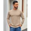 imageCOOFANDY Mens Mock Turtleneck Ribbed Knit Pullover Sweater Casual Lightweight Slim fit Dress SweaterLight Khaki