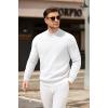 imageCOOFANDY Mens Mock Turtleneck Sweater Long Sleeve Knitted Slim Fit Casual Half Neck Pullover SweatersWhite