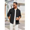 imageCOOFANDY Mens Overshirt Shacket Jacket Mens Textured Button Down Long Sleeve Shirts Fashion JacketBlack