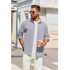 imageCOOFANDY Mens Overshirt Shacket Jacket Mens Textured Button Down Long Sleeve Shirts Fashion JacketLight Grey