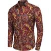imageCOOFANDY Mens Paisley Cotton Long Sleeve Shirt Floral Print Casual Retro Button Down ShirtRed