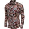 imageCOOFANDY Mens Paisley Cotton Long Sleeve Shirt Floral Print Casual Retro Button Down ShirtWine Red