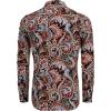 imageCOOFANDY Mens Paisley Cotton Long Sleeve Shirt Floral Print Casual Retro Button Down ShirtWine Red