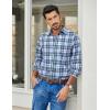 imageCOOFANDY Mens Plaid Button Down Shirt Cotton Long Sleeves Dress Shirt Wrinkle Free Casual Gingham ShirtBlack Blue Plaid