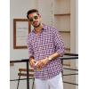 imageCOOFANDY Mens Plaid Button Down Shirt Cotton Long Sleeves Dress Shirt Wrinkle Free Casual Gingham ShirtBlue Red Gingham