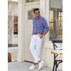 imageCOOFANDY Mens Plaid Button Down Shirt Cotton Long Sleeves Dress Shirt Wrinkle Free Casual Gingham ShirtBlue White Plaid