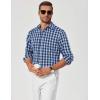 imageCOOFANDY Mens Plaid Button Down Shirt Cotton Long Sleeves Dress Shirt Wrinkle Free Casual Gingham ShirtNavy Blue Green Plaid