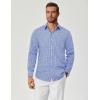 imageCOOFANDY Mens Plaid Button Down Shirt Cotton Long Sleeves Dress Shirt Wrinkle Free Casual Gingham ShirtSky Blue Gingham