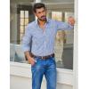imageCOOFANDY Mens Plaid Button Down Shirt Cotton Long Sleeves Dress Shirt Wrinkle Free Casual Gingham ShirtWhite Blue Plaid