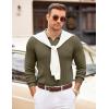 imageCOOFANDY Mens Polo Sweaters Long Sleeve V Neck Knit Polos Lightweight Casual Pullover SweaterArmy Green