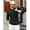 imageCOOFANDY Mens Polo Sweaters Long Sleeve V Neck Knit Polos Lightweight Casual Pullover SweaterBlack