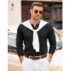 imageCOOFANDY Mens Polo Sweaters Long Sleeve V Neck Knit Polos Lightweight Casual Pullover SweaterBlack
