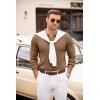 imageCOOFANDY Mens Polo Sweaters Long Sleeve V Neck Knit Polos Lightweight Casual Pullover SweaterBrown