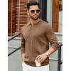 imageCOOFANDY Mens Polo Sweaters Long Sleeve V Neck Knit Polos Lightweight Casual Pullover SweaterBrown