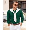 imageCOOFANDY Mens Polo Sweaters Long Sleeve V Neck Knit Polos Lightweight Casual Pullover SweaterDark Green